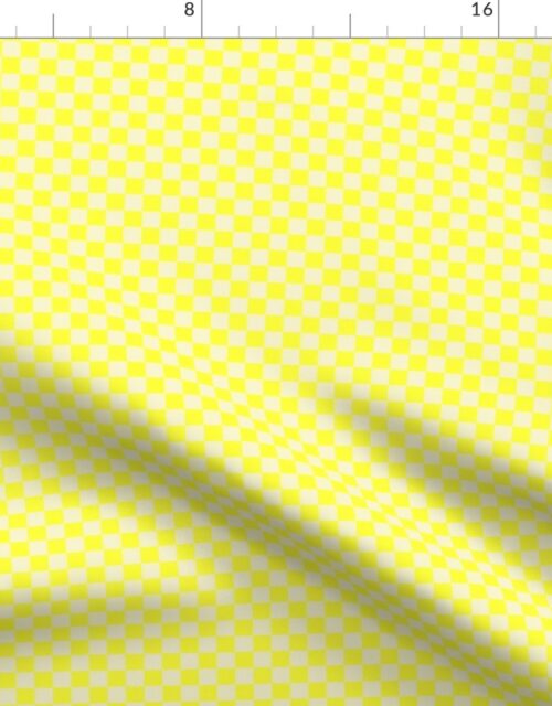 Canary Yellow and Cream Checkerboard Squares Fabric
