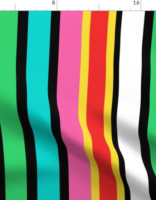 Candy Colored Vertical  Deckchair Stripes in Pink, Aqua and Mint Fabric