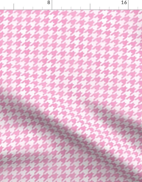Candy Pink and White Handpainted Houndstooth Check Watercolor Pattern Fabric