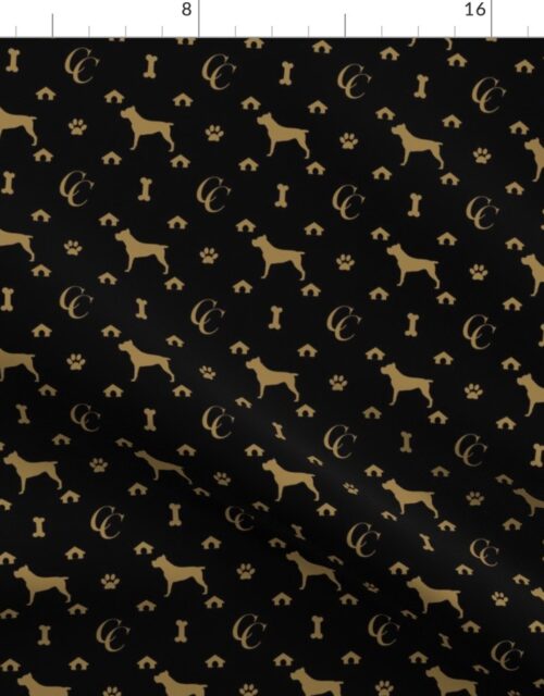 Cane Corso on Black with Louis Luxury Motifs in Tan Fabric