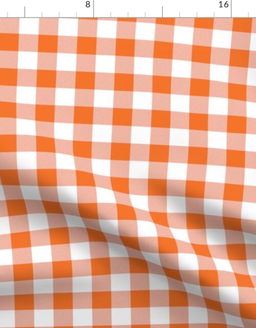 Carrot Orange and White Gingham Check Fabric