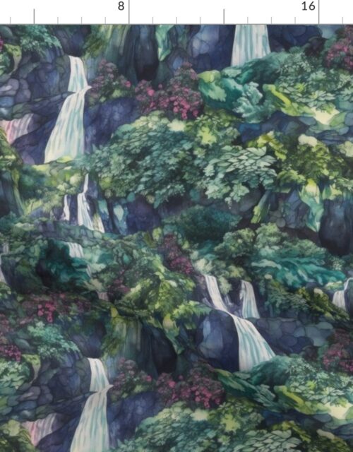 Cascading Angel Falls Waterfall Fabric