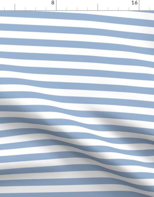 Cerulean Blue and White  Horizontal Cabana Tent Stripes Fabric