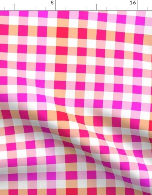 Cheerful Check Gingham Pattern in Summer Fruit Colors Fabric