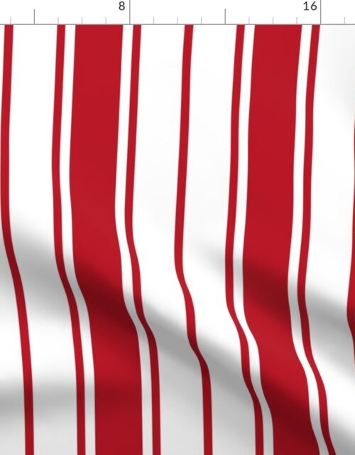 Cherry Orchard Red and White Vertical French Stripe Fabric