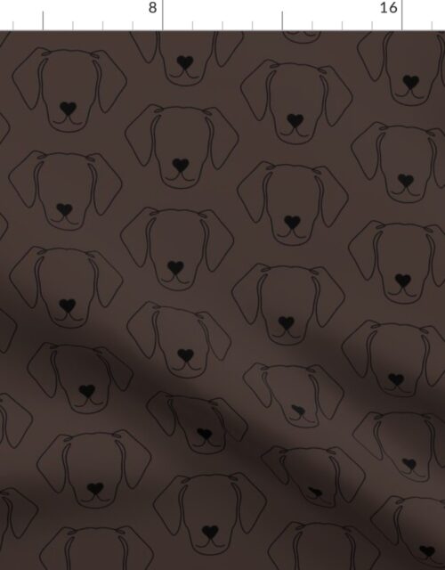 Chocolate Brown Good Boie Outline Dogs Fabric