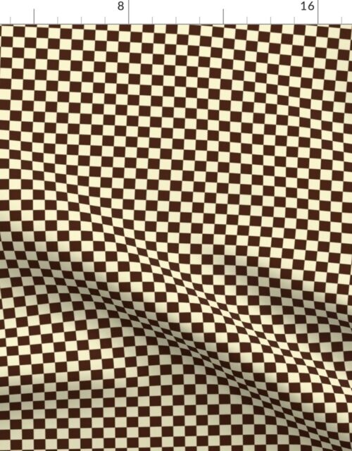 Chocolate Brown and Cream Checkerboard Squares Fabric
