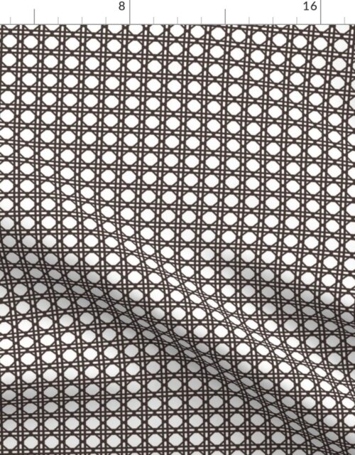 Chocolate on White Rattan Caning Pattern Fabric