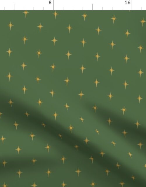 Christmas Faux Gold Foil Star in Fir Tree Green Fabric