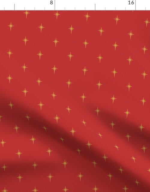 Christmas Faux Gold Foil Star in Holly Berry Red Fabric
