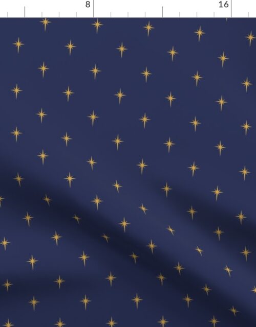 Christmas Faux Gold Foil Star in Midnight Blue Fabric