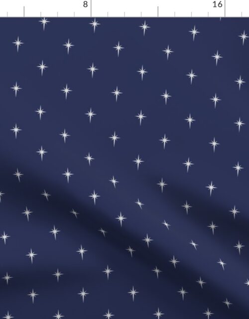 Christmas Faux Silver Foil Star in Midnight Blue Fabric