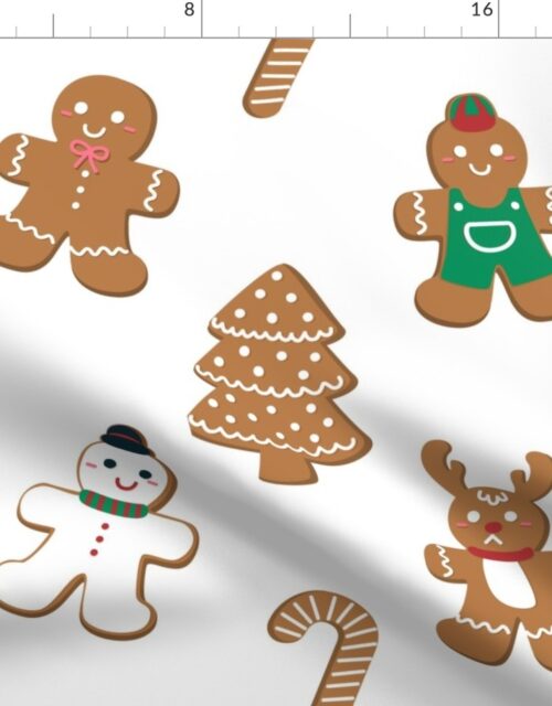 Christmas Gingerbread Biscuit Cookies on White Fabric