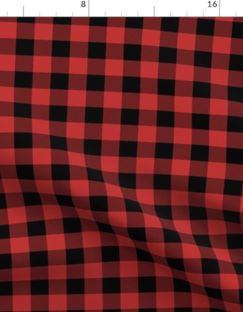 Christmas Holly Berry Red and Black Buffalo Check 1 inch Fabric