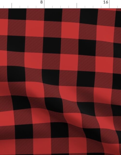 Christmas Holly Berry Red and Black Buffalo Check 2 inch Fabric
