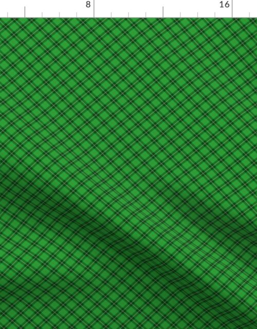Christmas Holly Green and Argyle Tartan Plaid with Crossed White and Red Lines Fabric