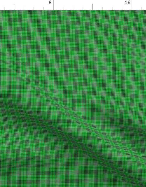 Christmas Holly Green and Evergreen Tartan with White Lines Fabric