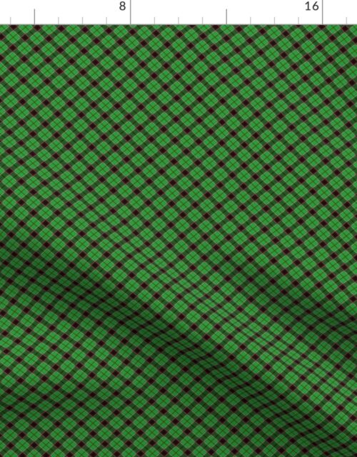 Christmas Holly Green and Red Diagonal Argyle Tartan with Crossed Red and White Lines Fabric