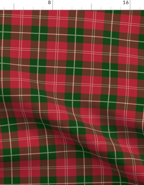 Christmas Holly Green and Red Plaid Tartan with White Lines Fabric