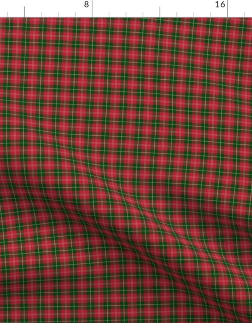 Christmas Holly Green and Red Plaid Tartan with White Lines Fabric