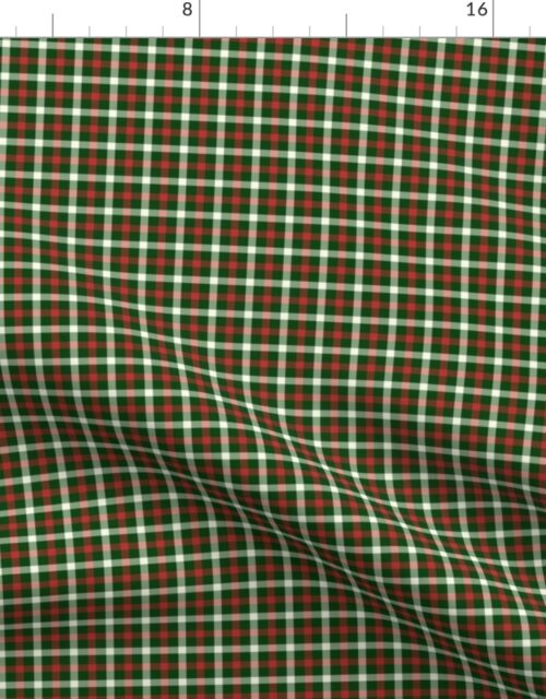 Christmas Holly Green and Red Tartan Check with Wide White Lines Fabric