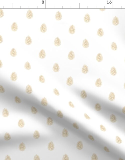 Christmas Pine Cone in Gold Faux Foil on Snow White Fabric