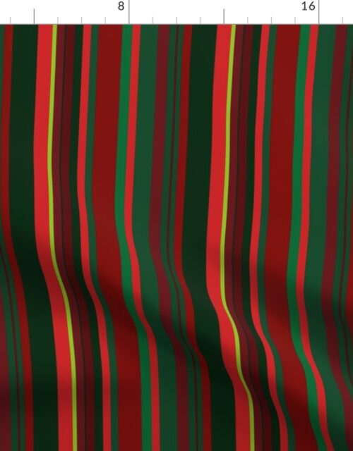 Christmas Reds and Greens Vertical Multi Stripe Fabric