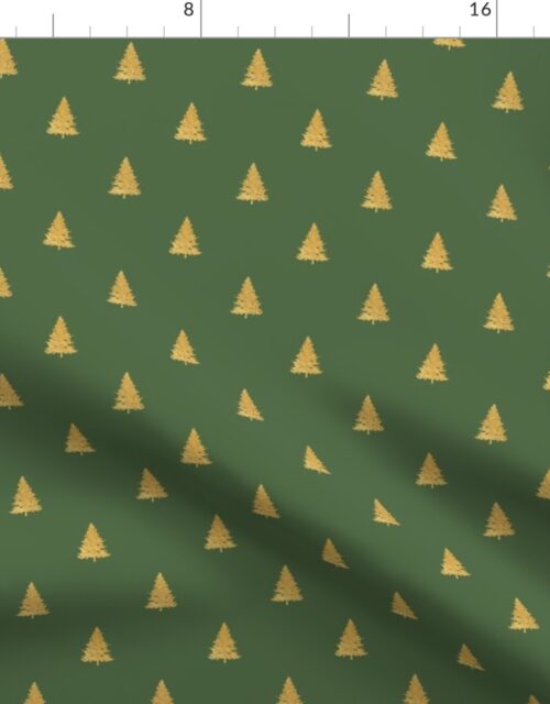 Christmas Tree in Gold Faux Foil on Fir Tree Green Fabric
