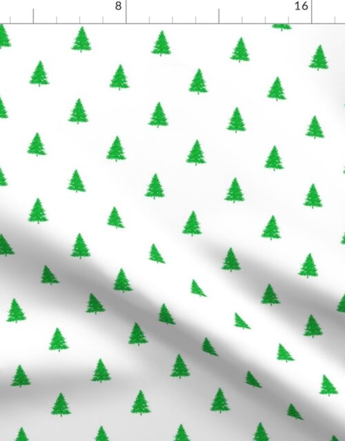 Christmas Tree in Green Glitter on Snow White Fabric