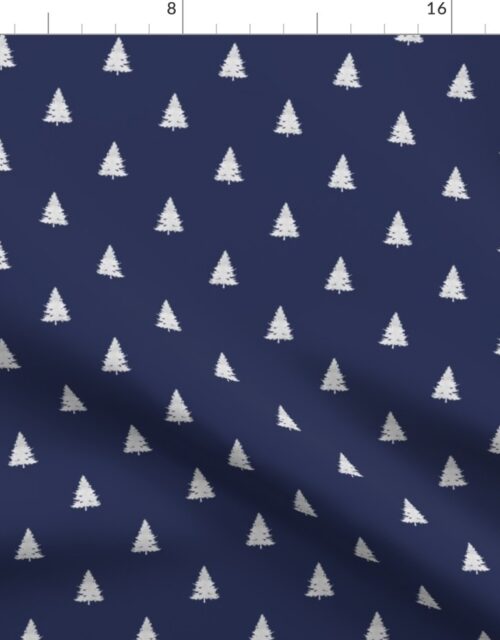 Christmas Tree in Silver Faux Foil on Midnight Blue Fabric