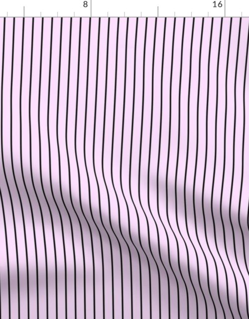 Classic 1/2 Inch Black Pinstripe on a Pale Pink Cotton Candy Background Fabric