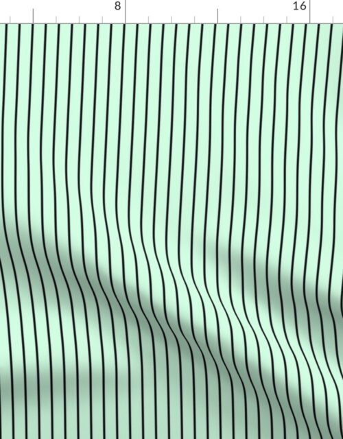 Classic 1/2 Inch Black Pinstripe on a Summer Mint Green Background Fabric