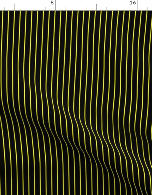 Classic 1/2 Inch Bright Yellow Pinstripe on a Black background Fabric