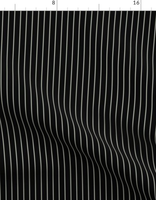 Classic 1/2 Inch Desert Sage Grey Green Pinstripe on a Black Background Fabric