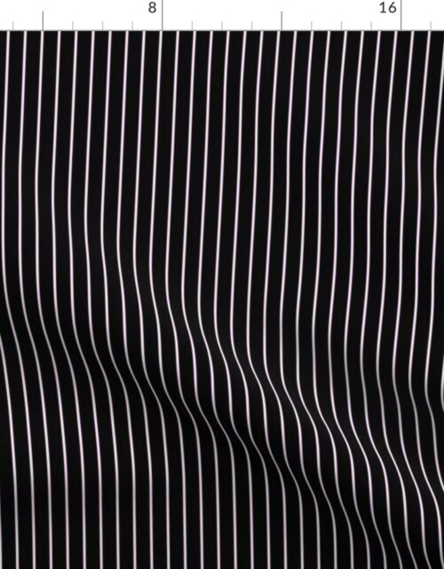 Classic 1/2 Inch Pale Pink Cotton Candy Pinstripe on a Black Background Fabric
