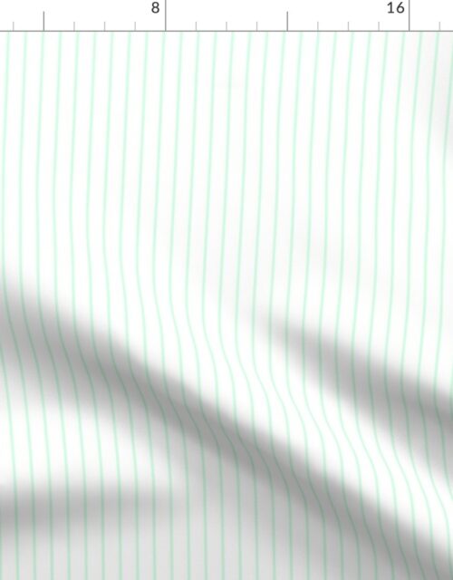 Classic 1/2 Inch Summer Mint Green Pinstripe on a White Background Fabric