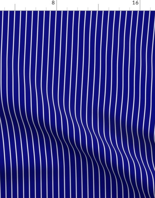 Classic 1/2 Inch White Pinstripe on a Navy Blue Background Fabric