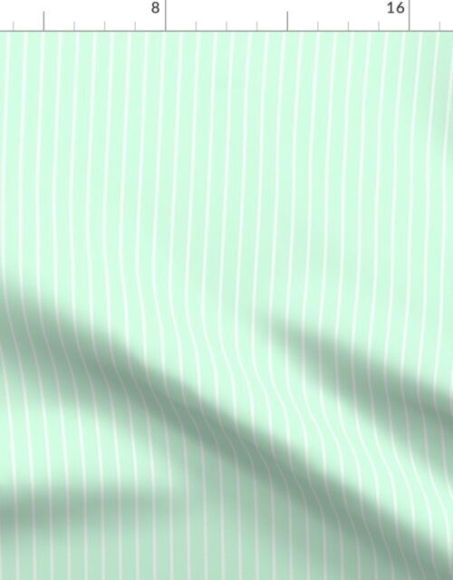Classic 1/2 Inch White Pinstripe on a Summer Mint Green Background Fabric