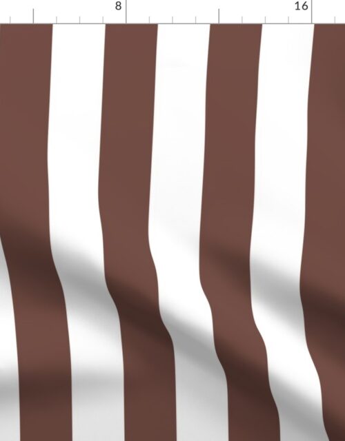 Classic 2 Inch Cinnamon and White Modern Cabana Upholstery Stripes Fabric