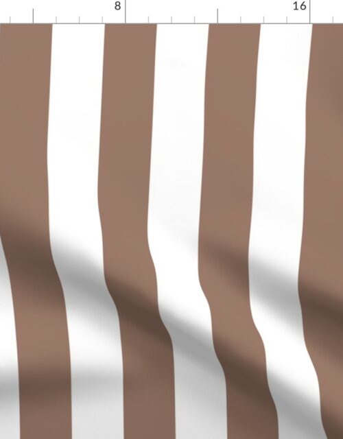 Classic 2 Inch Mocha and White Modern Cabana Upholstery Stripes Fabric