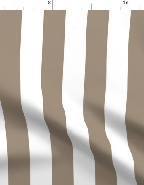 Classic 2 Inch Mushroom and White Modern Cabana Upholstery Stripes Fabric