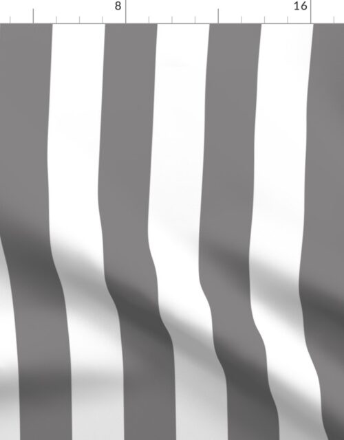 Classic 2 Inch Pewter and White Modern Cabana Upholstery Stripes Fabric