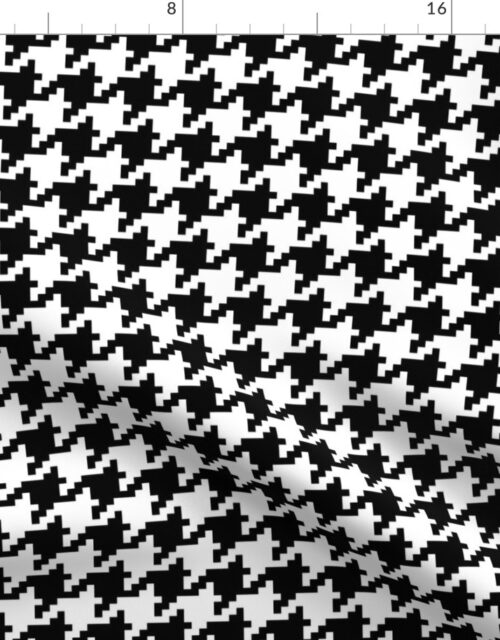 Classic Black and White Geometric Houndstooth Repeat Fabric