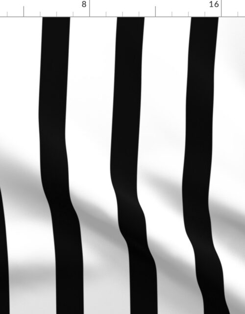 Classic Black and White Referee Stripes Wider White Stripes Fabric