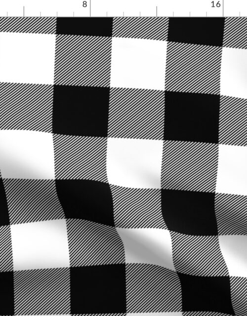 Classic Black and White Rustic Cowboy Cabin Buffalo Check Plaid 3 inch Fabric