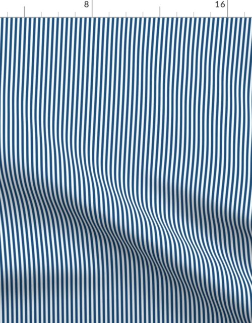 Classic Blue and White 1/8-inch Thin Pencil Vertical Stripes Fabric