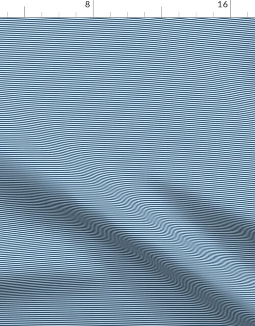 Classic Blue and White Micro Horizontal 1/16 inch Pin Stripes Fabric