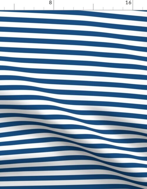 Classic Blue and White  1/2  inch thin Horizontal Picnic Stripes Fabric