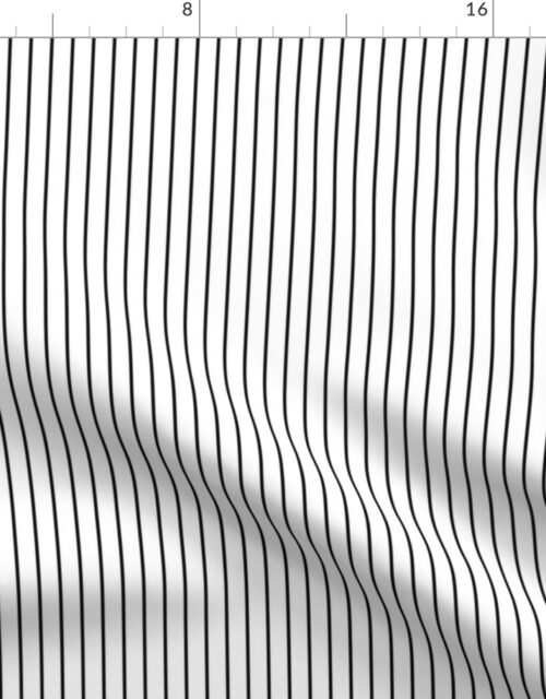 Classic Half Inch Black Pinstripe on  White Fabric