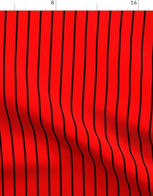 Classic One Inch Black Pinstripe on Red Fabric